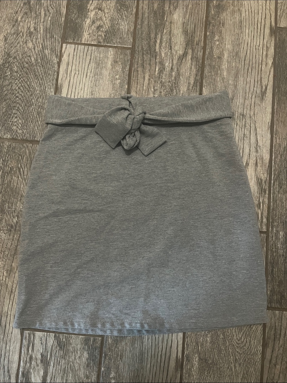 LOFT Gray Knit Mini Skirt with Front Tie